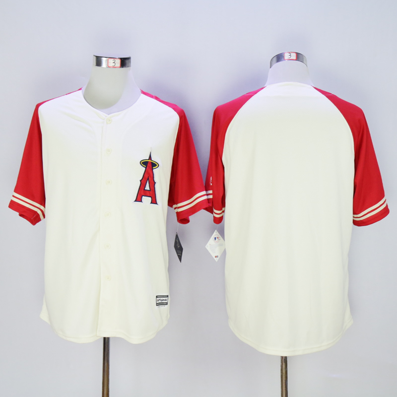 Men Los Angeles Angels Blank Cream Throwback MLB Jerseys